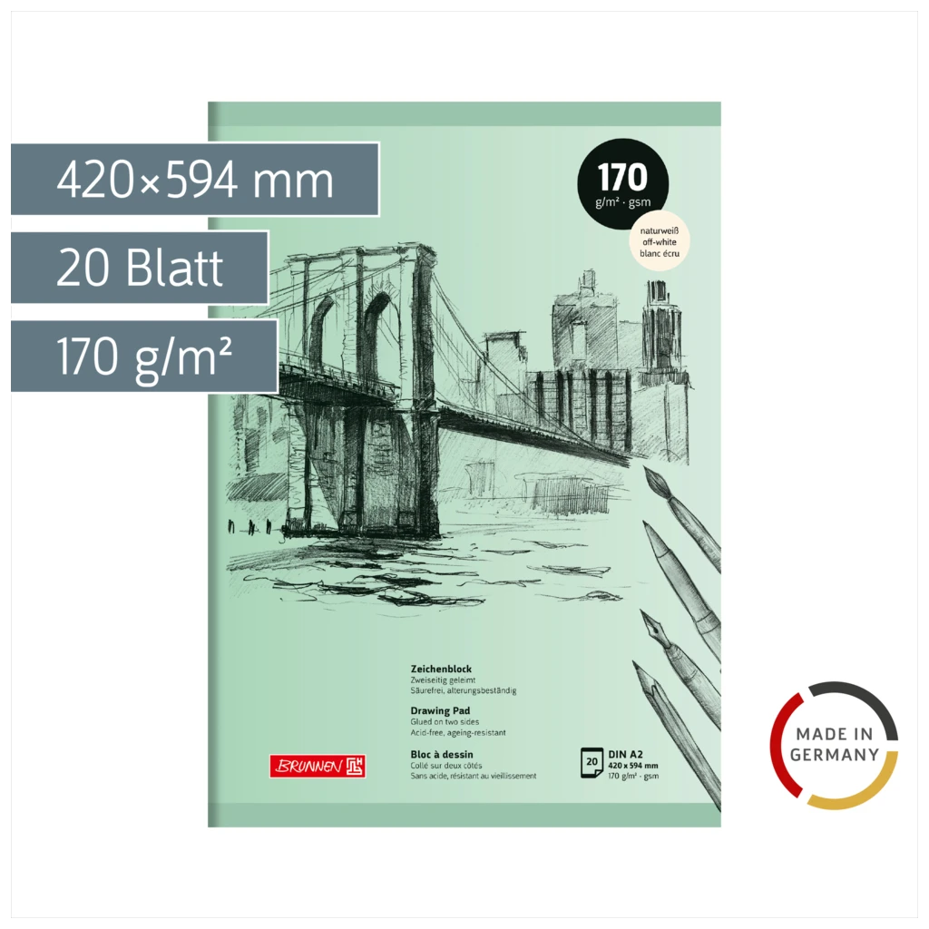 Zeichenblock | A2, 20 Blatt, grün