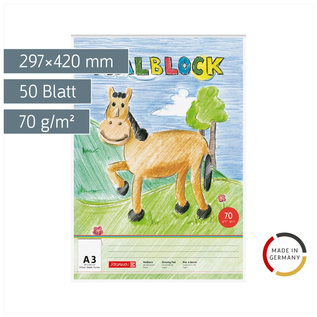Malblock | A3, 50 Blatt, mehrfarbig