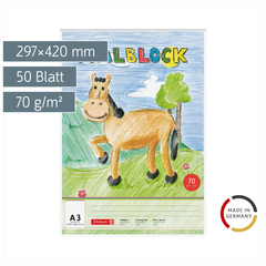 Malblock | A3, 50 Blatt, mehrfarbig