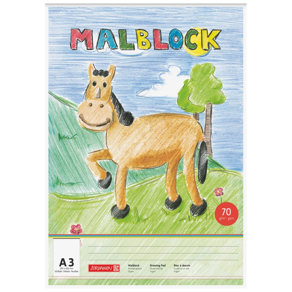 Malblock | A3, 50 Blatt, mehrfarbig