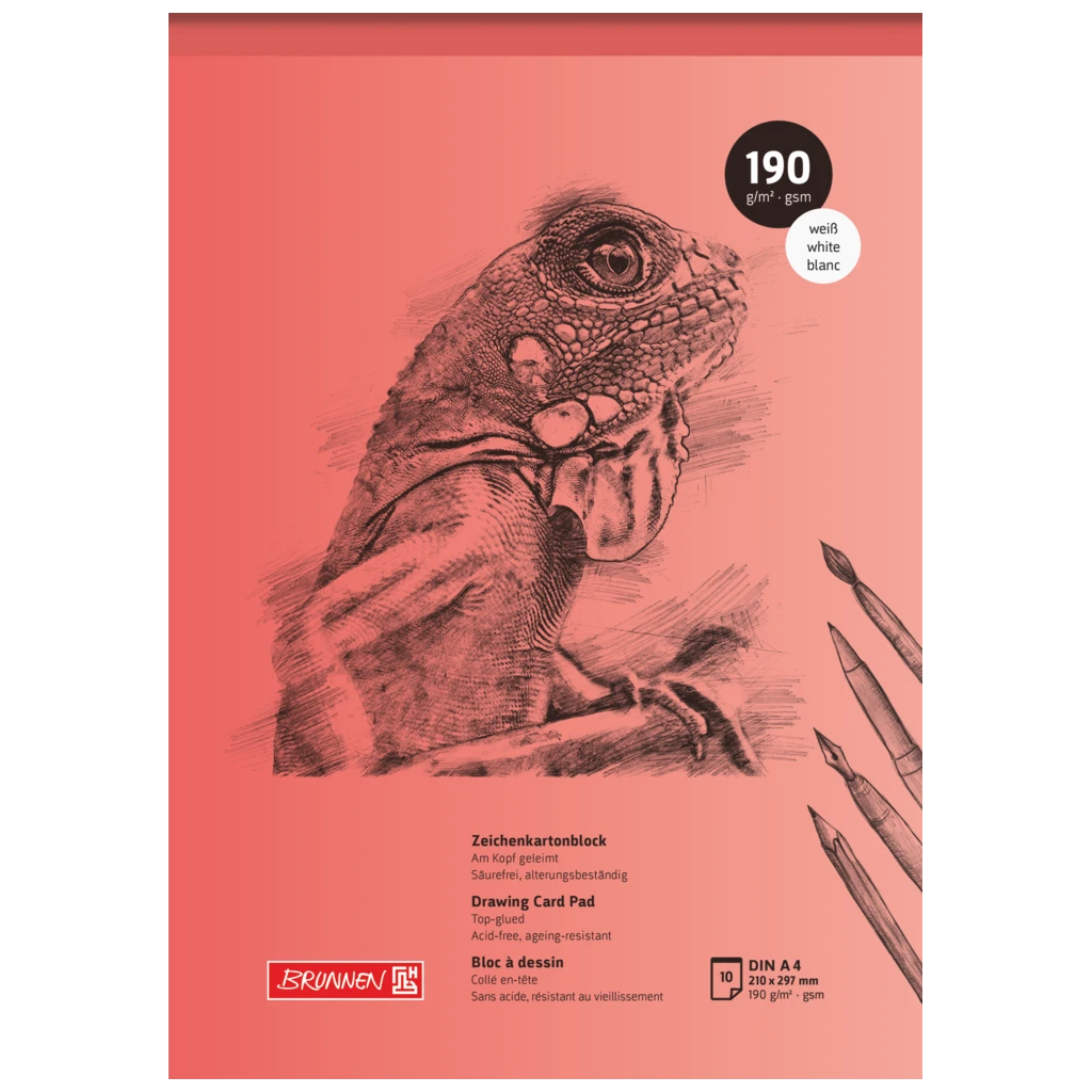 Zeichenkartonblock | A4, 10 Blatt, rot