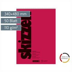 Skizzenblock | 340×480 mm, 50 Blatt, rot