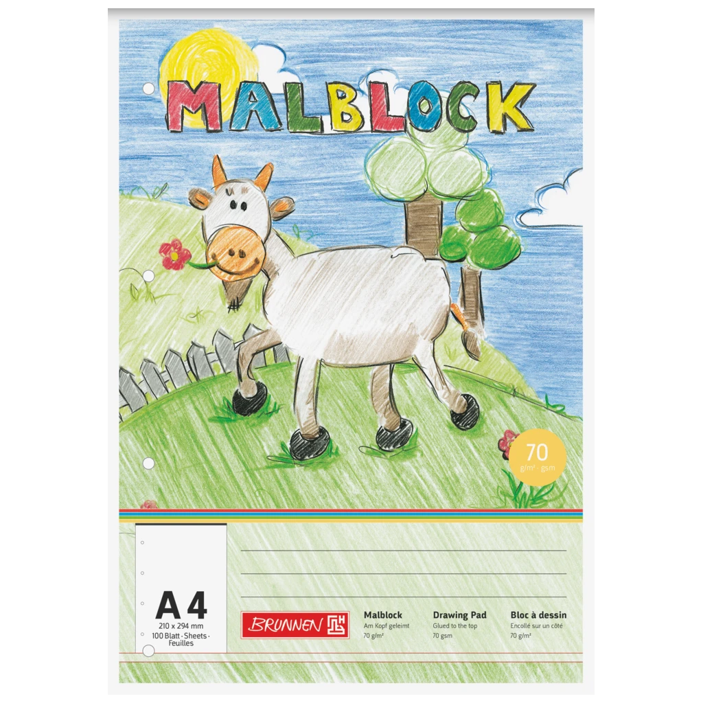 Malblock gelocht | A4, 100 Blatt, mehrfarbig