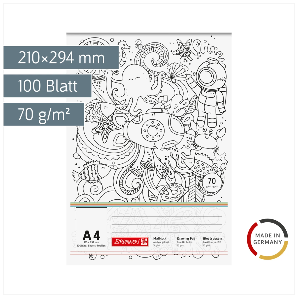 Malblock „Submarine“ ZENart | A4, 100 Blatt, weiß/schwarz