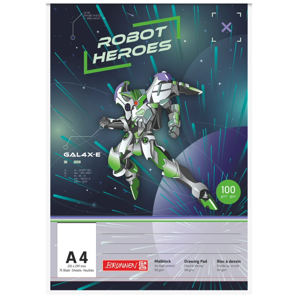 Malblock Robot Heroes | A4, 75 Blatt, dunkelblau