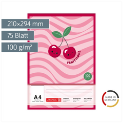 Malblock Fruity Love | A4, 75 Blatt, rosa/rot