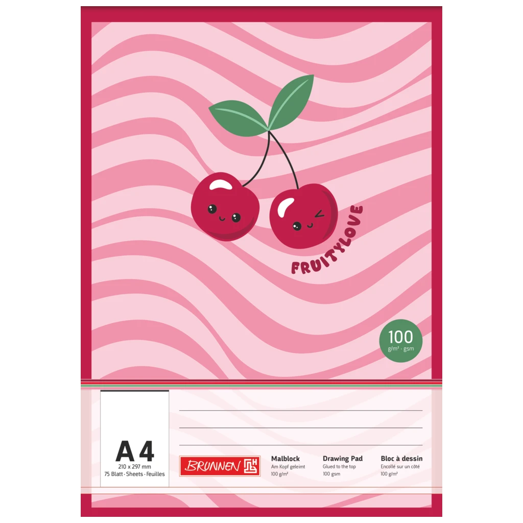Malblock Fruity Love | A4, 75 Blatt, rosa/rot