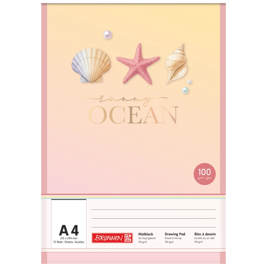 Malblock Sunny Ocean | A4, 75 Blatt, gold/mehrfarbig, pastell