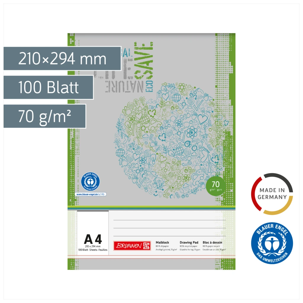 Malblock Recycling | A4, 100 Blatt