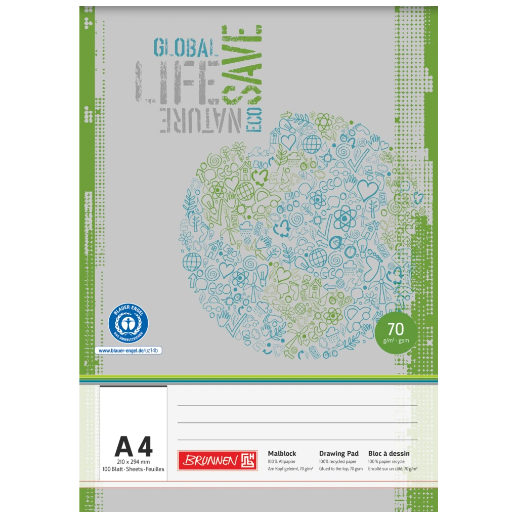 Malblock Recycling | A4, 100 Blatt