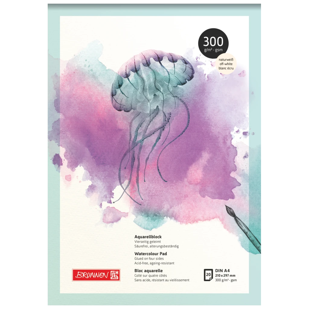 Aquarellblock | A4, 20 Blatt, weiß/violett