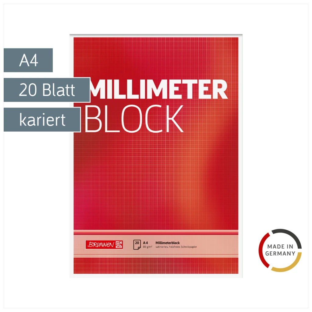 Millimeterblock | A4, kariert, 20 Blatt