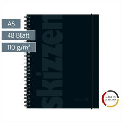 Skizzenbuch | A5, 48 Blatt, schwarz