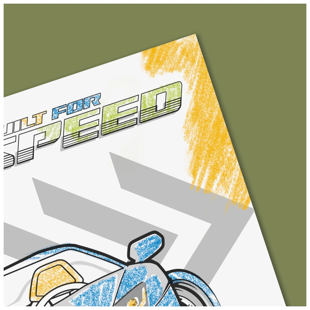 Zeichenblock Fast Wheels | A3, 20 Blatt, blau/mehrfarbig