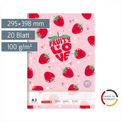 Zeichenblock Fruity Love | A3, 20 Blatt, rosa/rot