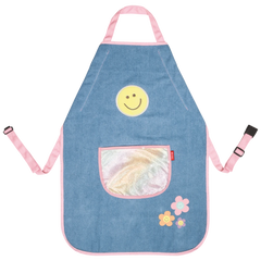 Kinderschürze Happy Hippie | jeansblau/mehrfarbig, pastell