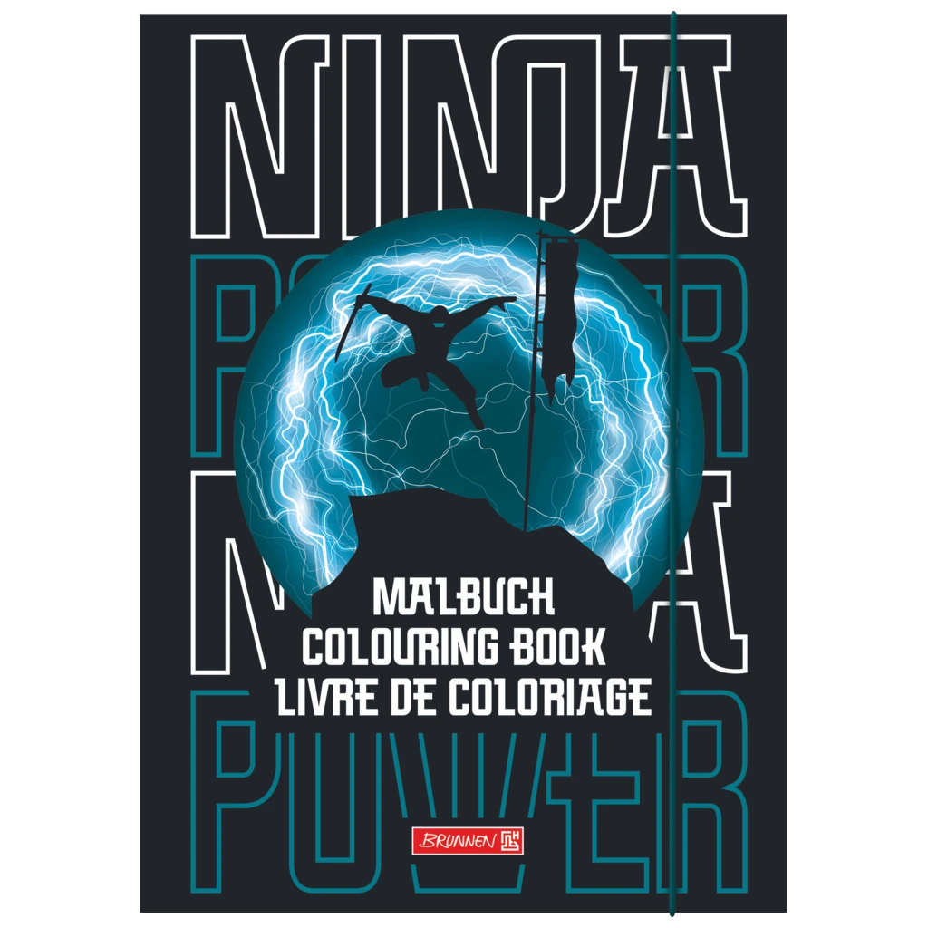 Ausmalheft Ninja Power | 32 Blatt, petrol/schwarz