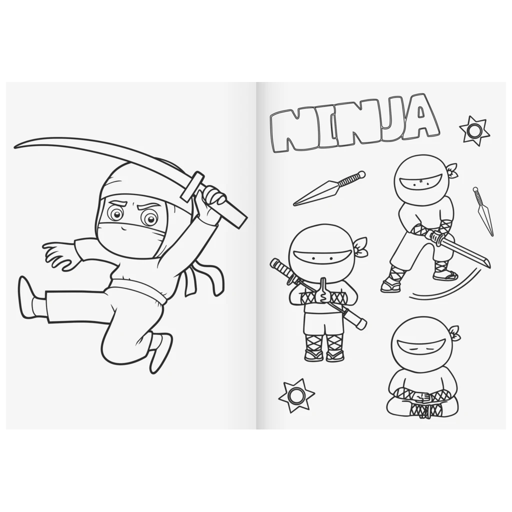 Ausmalheft Ninja Power | 32 Blatt, petrol/schwarz
