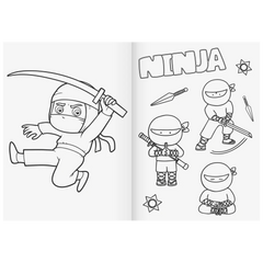 Ausmalheft Ninja Power | 32 Blatt, petrol/schwarz