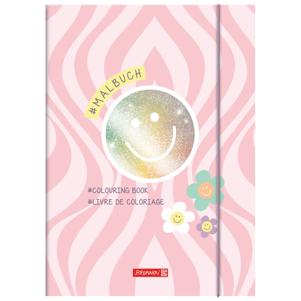 Ausmalheft Happy Hippie | 32 Blatt, rosa