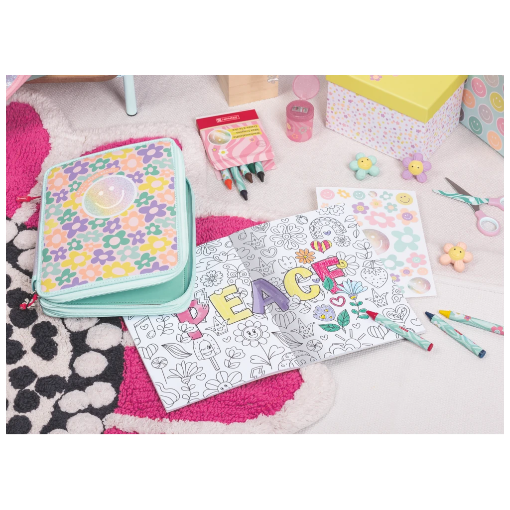 Ausmalheft Happy Hippie | 32 Blatt, rosa