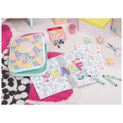 Ausmalheft Happy Hippie | 32 Blatt, rosa