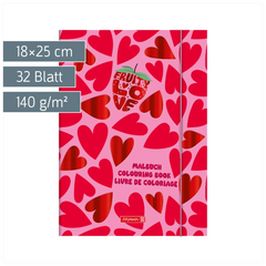 Ausmalheft Fruity Love | 32 Blatt, rosa/rot