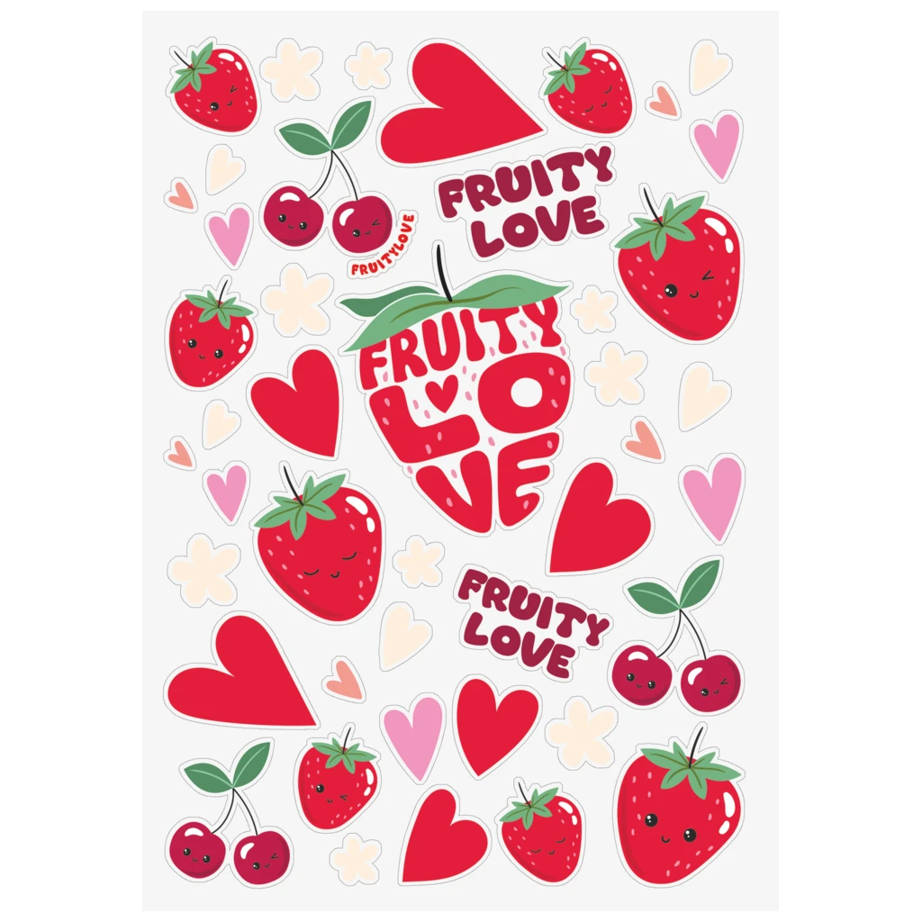 Ausmalheft Fruity Love | 32 Blatt, rosa/rot