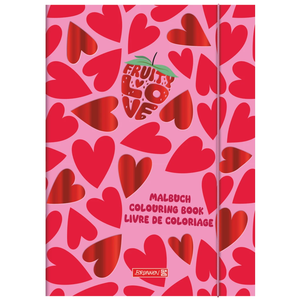 Ausmalheft Fruity Love | 32 Blatt, rosa/rot
