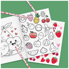 Ausmalheft Fruity Love | 32 Blatt, rosa/rot