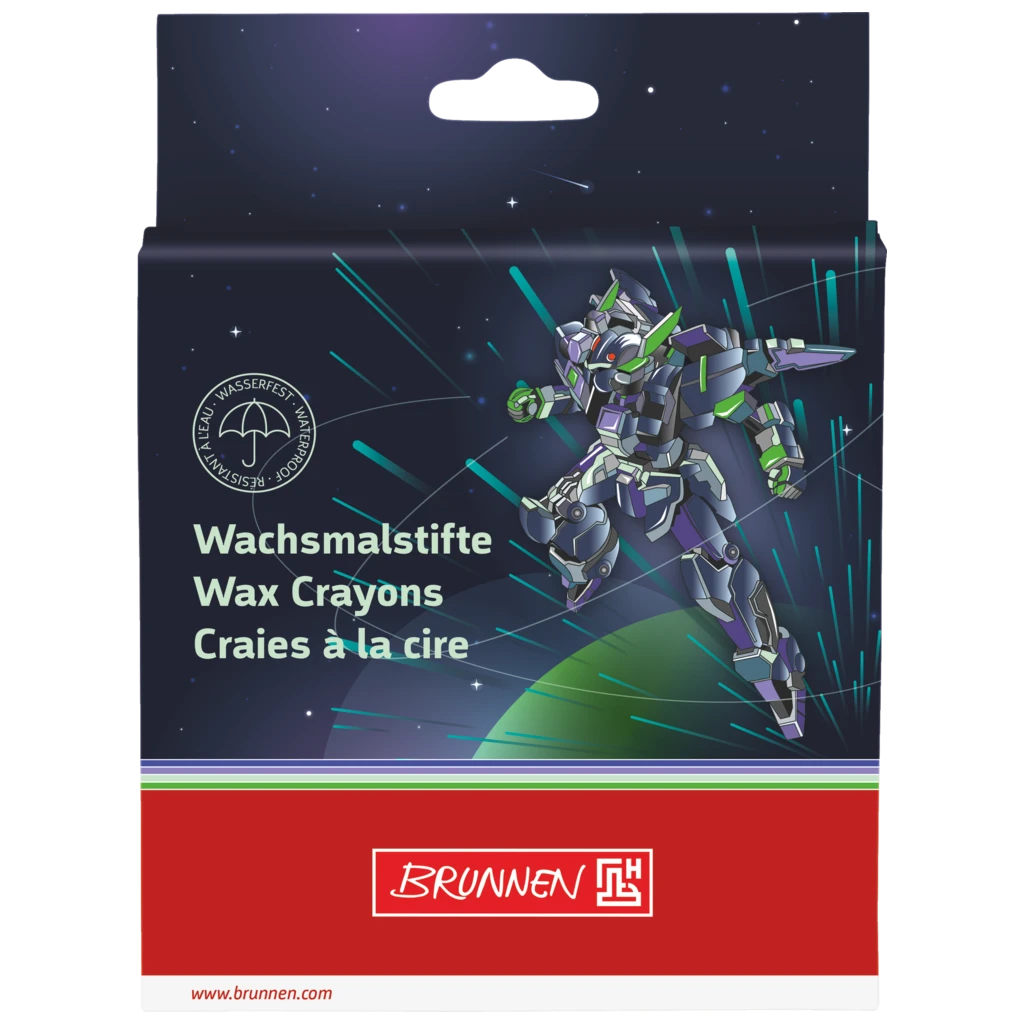 Wachsmalstifte-Set Robot Heroes | dunkelblau, 8 Stück
