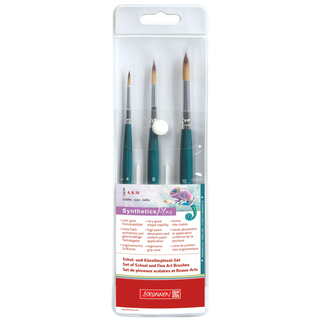 Kunsthaarpinsel-Set „Synthetics Plus“ rund | 3 Pinsel