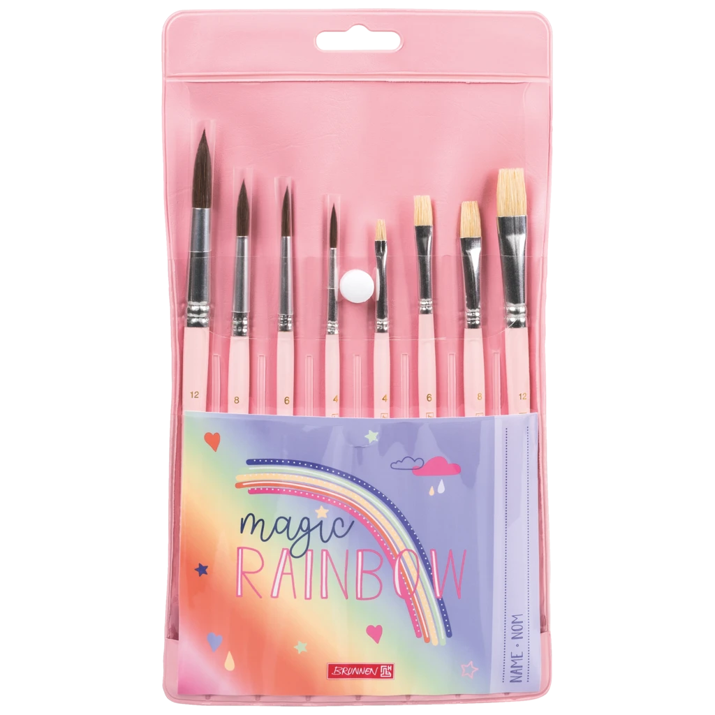 Schulpinsel-Set Magic Rainbow | rosa, 8 Pinsel