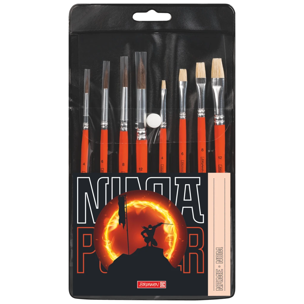 Schulpinsel-Set Ninja Power | rot, 8 Pinsel