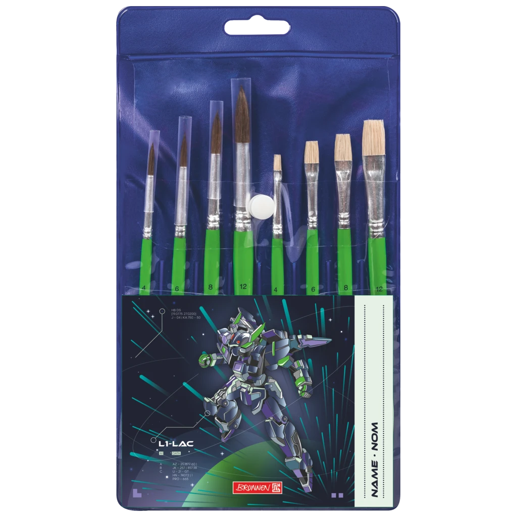 Schulpinsel-Set Robot Heroes | grün, 8 Pinsel