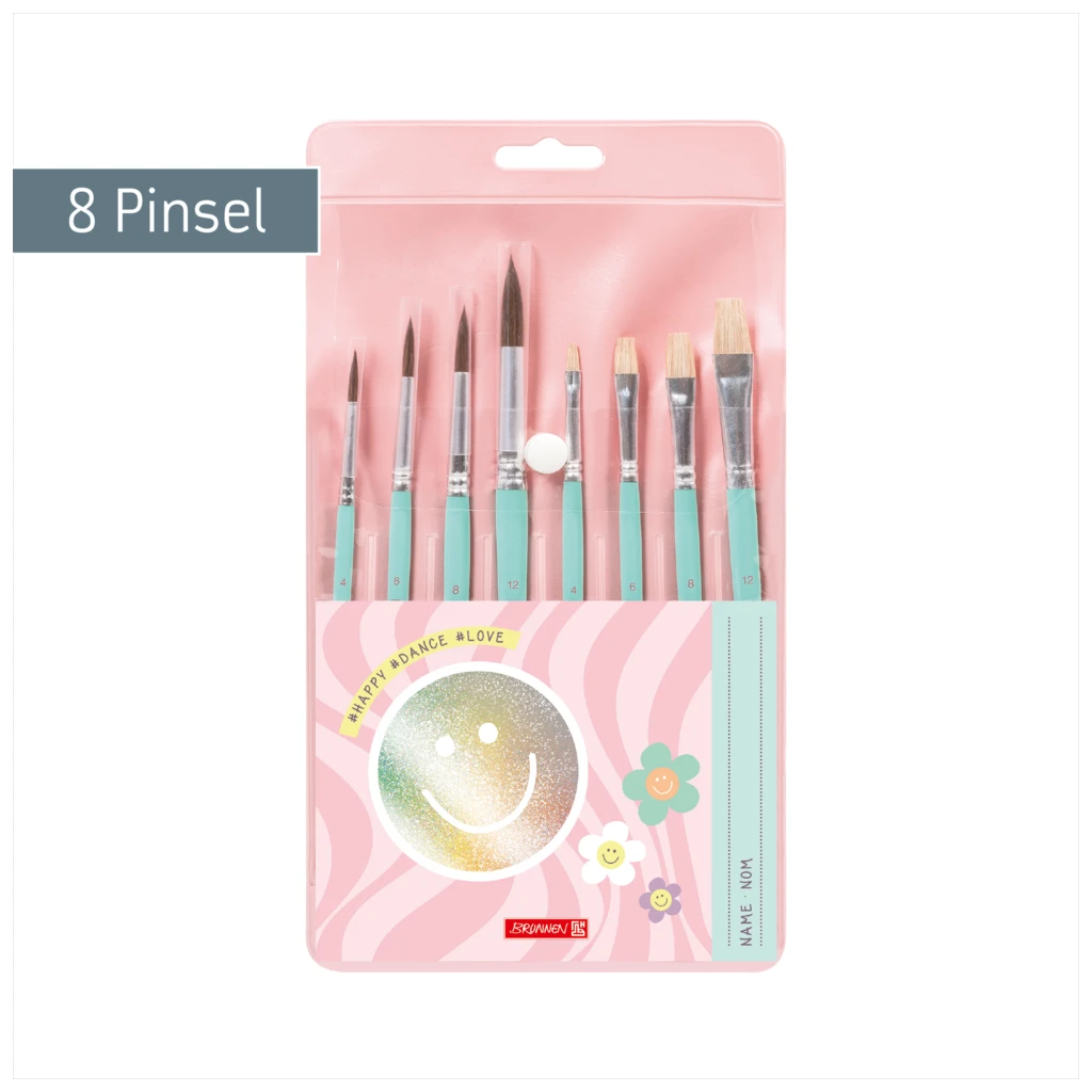 Schulpinsel-Set Happy Hippie | mint, 8 Pinsel
