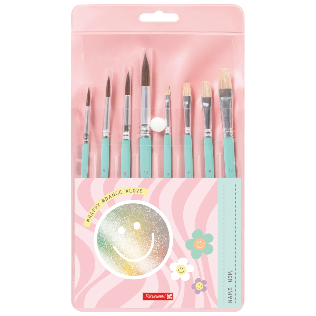 Schulpinsel-Set Happy Hippie | mint, 8 Pinsel