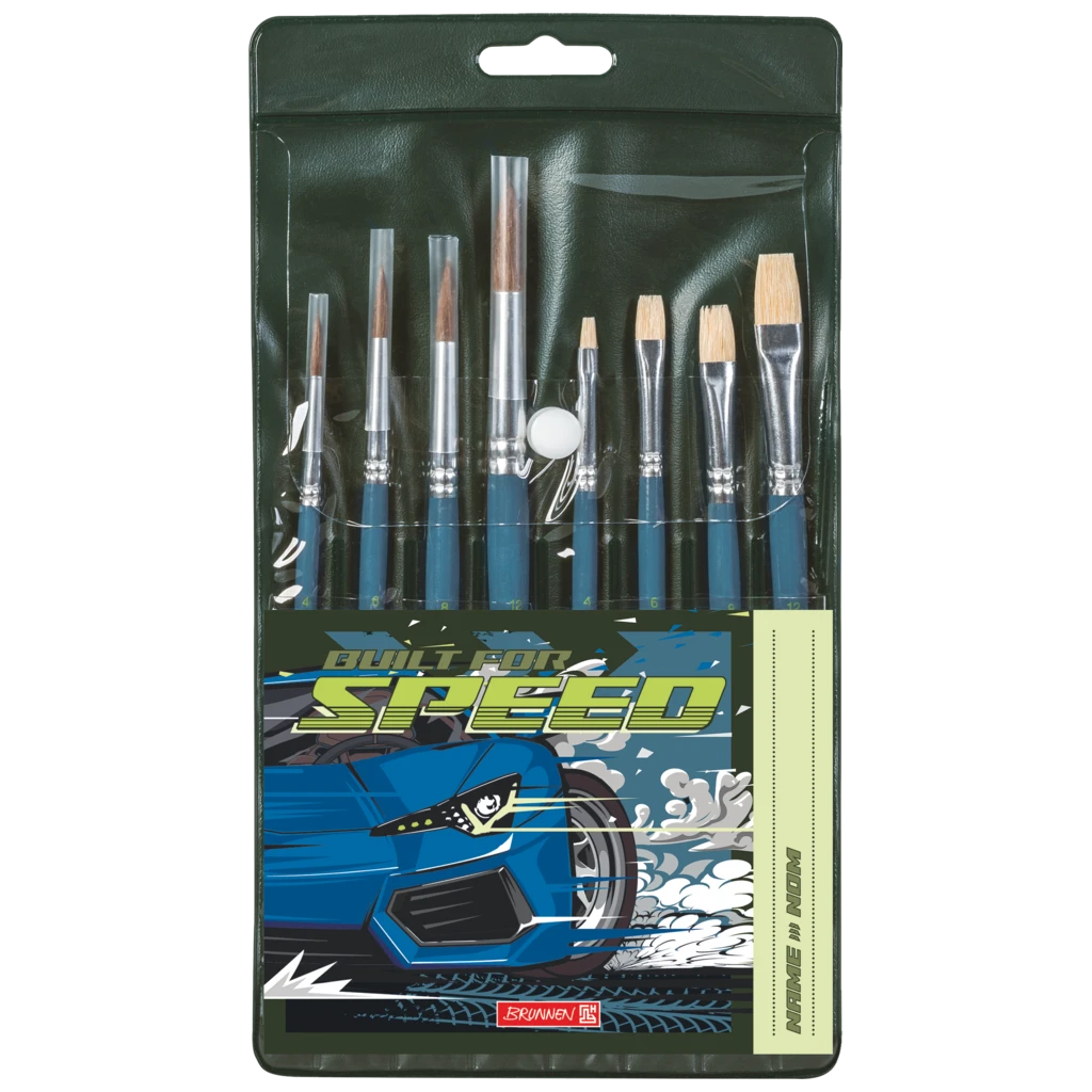 Schulpinsel-Set Fast Wheels | blau, 8 Pinsel
