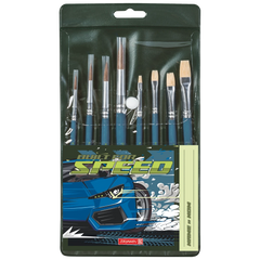 Schulpinsel-Set Fast Wheels | blau, 8 Pinsel