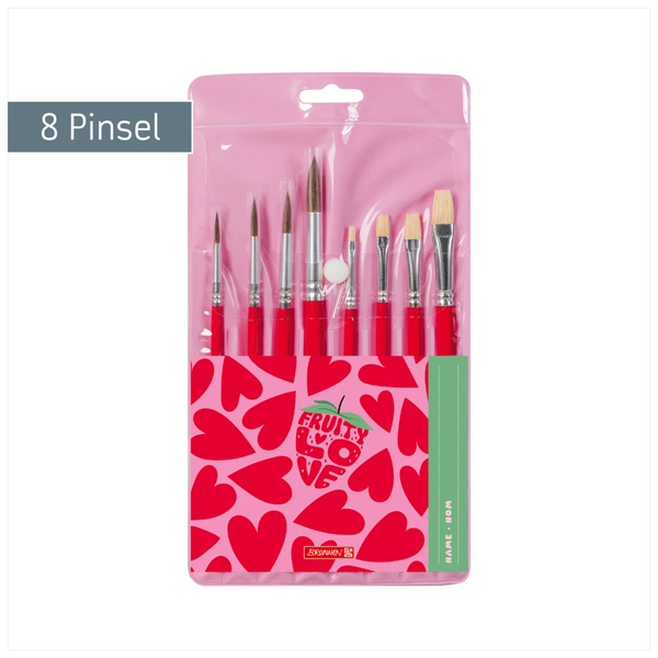 Schulpinsel-Set Fruity Love | rosa/rot, 8 Pinsel