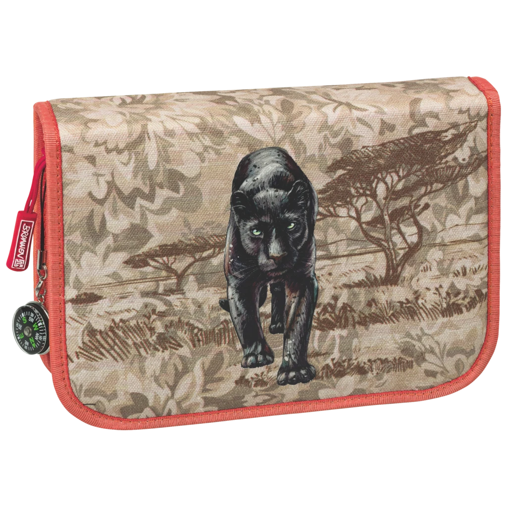 Federmäppchen „Panther“ Safari World | 2 Klappe(n), braun