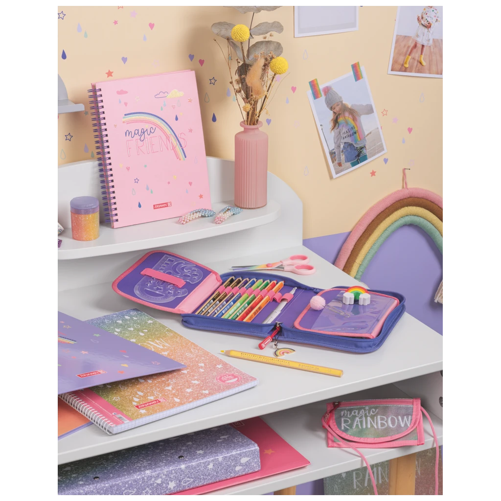 Federmäppchen Magic Rainbow | 2 Klappe(n), rosa