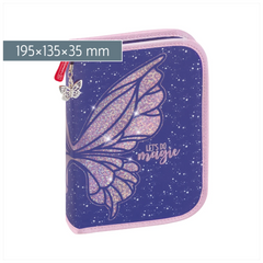 Federmäppchen Magic Butterfly | 2 Klappe(n), rosarot/lila