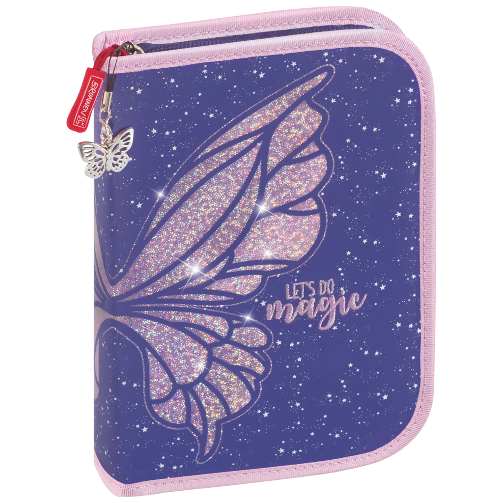 Federmäppchen Magic Butterfly | 2 Klappe(n), rosarot/lila