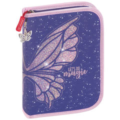 Federmäppchen Magic Butterfly | 2 Klappe(n), rosarot/lila