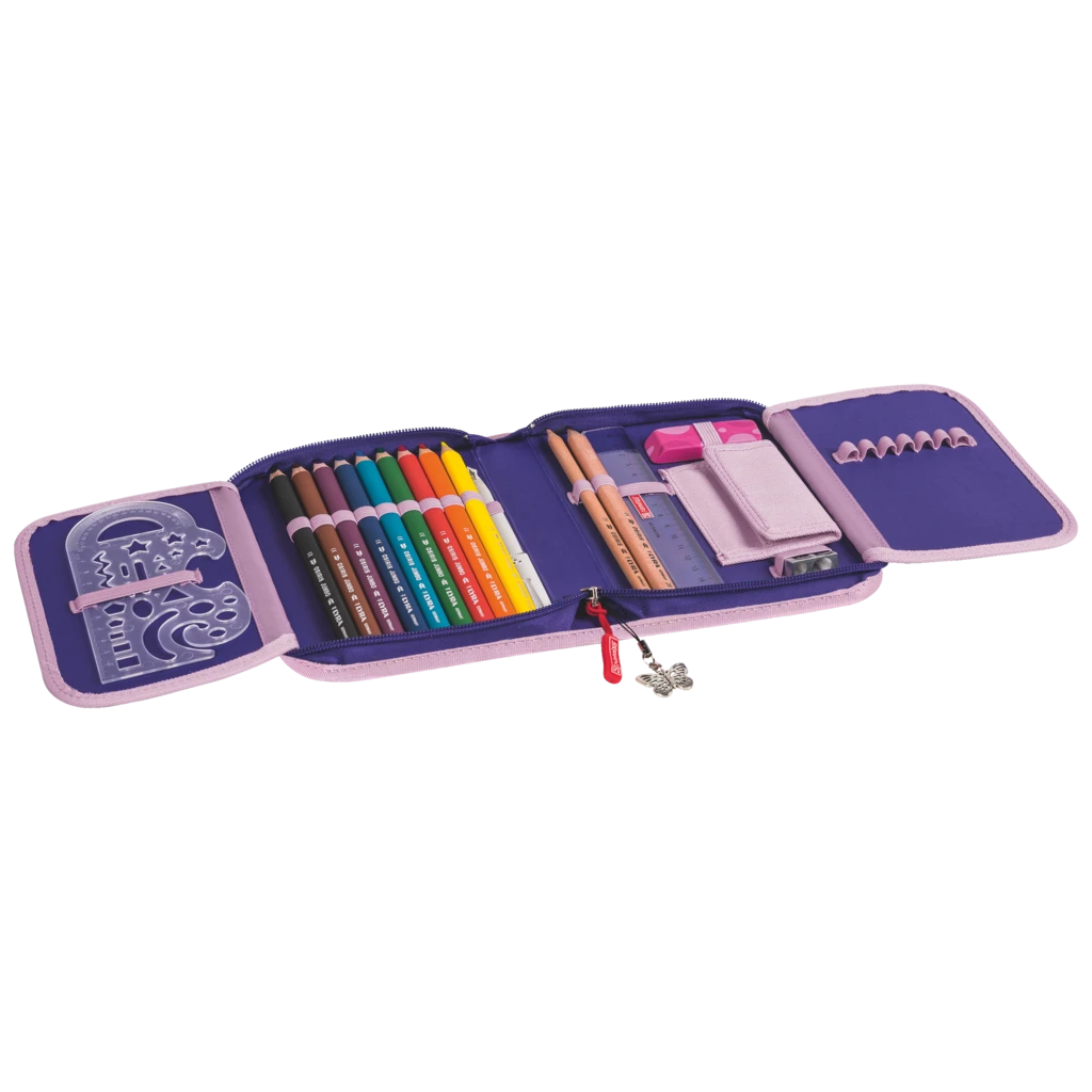 Federmäppchen Magic Butterfly | 2 Klappe(n), rosarot/lila