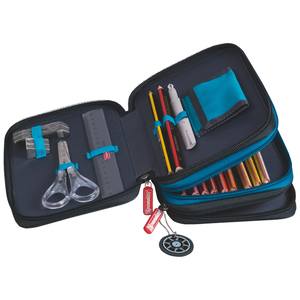 Federmäppchen „Supercar“ | 3 Reißverschlüsse, blau