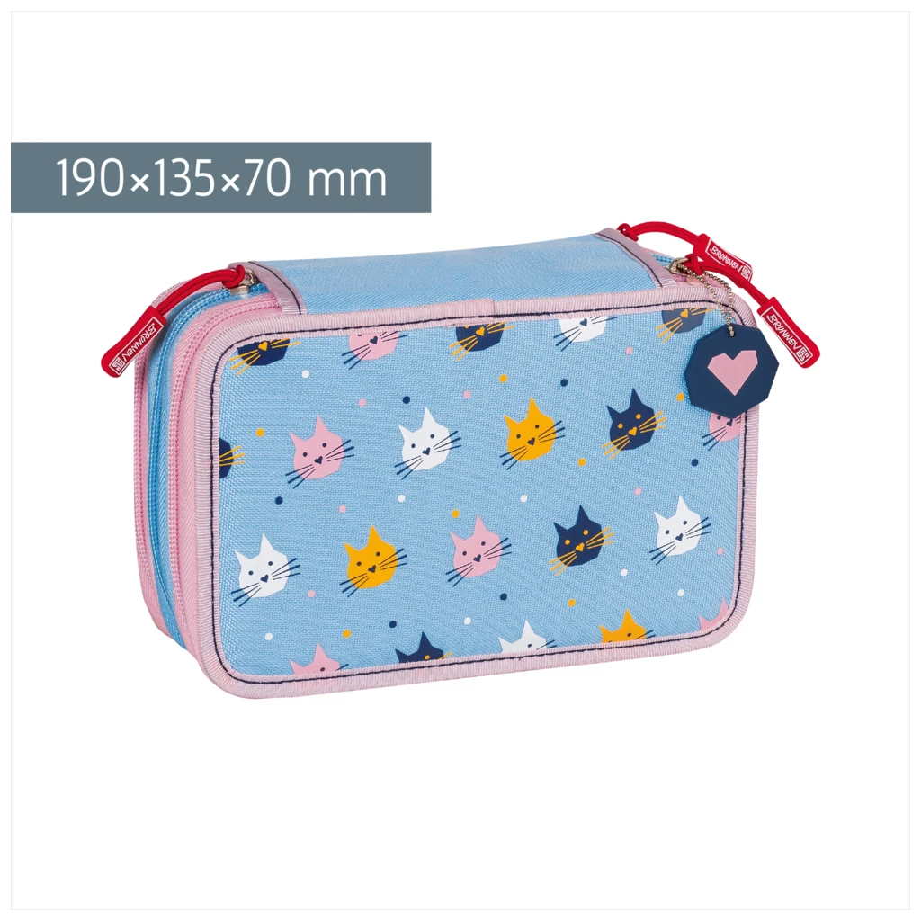 Federmäppchen „Cats“ | 3 Reißverschlüsse, hellblau