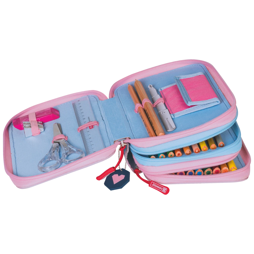 Federmäppchen „Cats“ | 3 Reißverschlüsse, hellblau