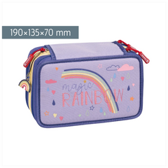 Federmäppchen Magic Rainbow | 3 Reißverschlüsse, helllila